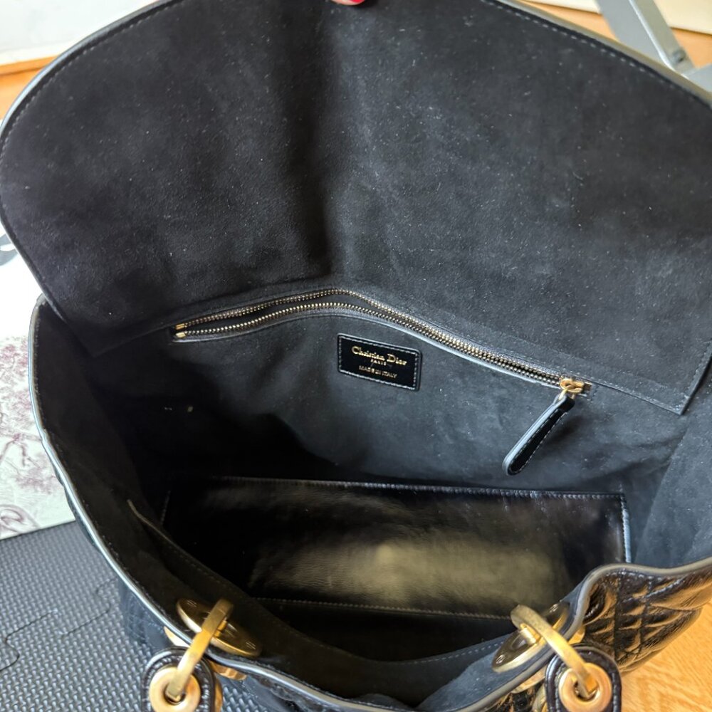 Large Leather Lady Dior Bag - Picture 6 of 13